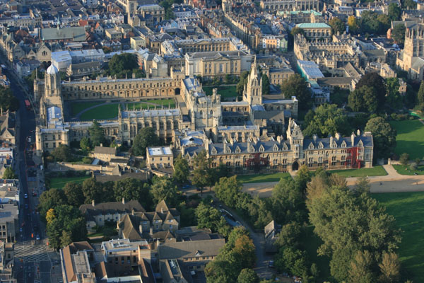 Christchurch College Oxford view from balloon