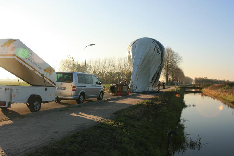 After a great gas balloon ride we land next to a dyke in&nbsp;Holland