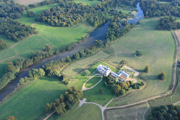 English Heritage Northington Grange aerial view by hot air balloon.