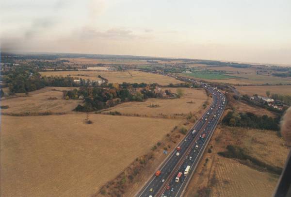 The M25 from a hot air balloon