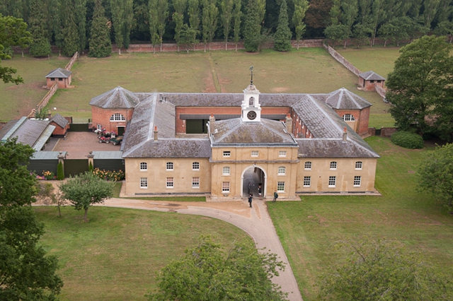 Aerial picture of the stable block of hackwood house Basingstoke on a balloon ride