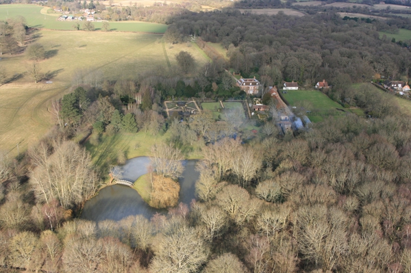 Balloon flight over The National Trust West Green House near Hartley Wintney.