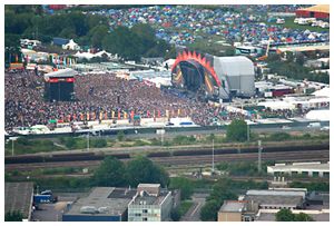Aerial picture of the main Reading Festival