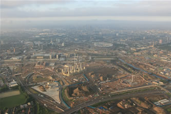 London 2012 Olympic site at Stratford from the air