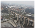 The Mondovi Railway viaduct viewed from a hot air balloon