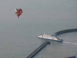 Balloon and ferry leave Dover