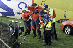 Cross Channel Hot Air Balloon Flight getting into immersion suits