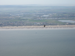 Crossing the French coastline on our balloon flight
