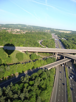 Floating over the M25 and M23 Junction near Redhill Surrey on a London weekday morning balloon flight with Adventure Balloons - Pic courtesy Ian Sharpe.