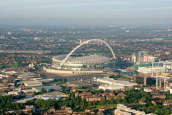 Wembley Stadium aerial view taken on a hot air balloon ride