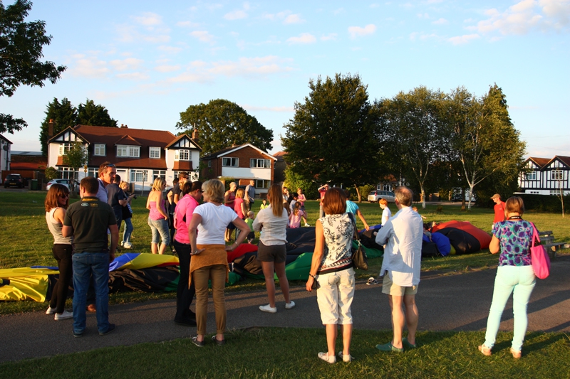 The balloon landing in Amersham on a small village green