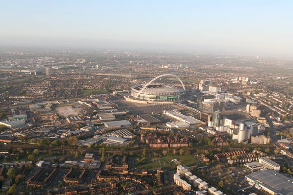 When our London Balloon Rides head to the North West, we often fly close to the Wembley Football Stadium and get some great aerial views