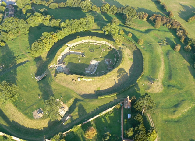 Aerial photo of Basing house ruins.