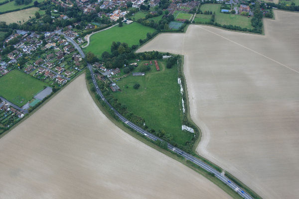 Odiham Chalk Pit, which was used to inter French prisoners of war in the 1700's and used to hangar airships in World War Two.