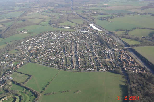 Old Basing, M3 Motorway and Basing House Ruins