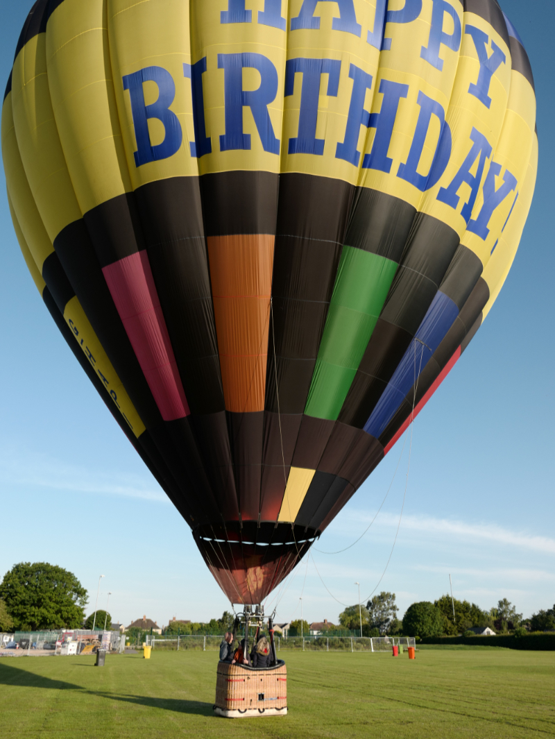 Our landing in the playing field at Bartholomew School Oxford on our balloon flight over Oxford and the countryside