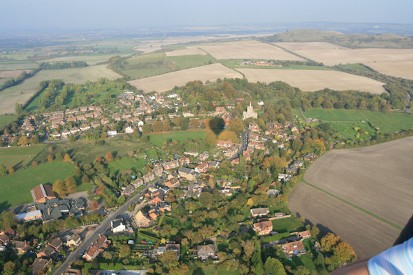 Hot Air Balloon Shadow over Pitstone Near Leighton Buzzard