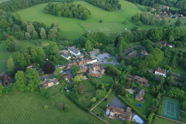 Jane Austens House, Chawton from an Adventure Balloon! (House is just below car park)