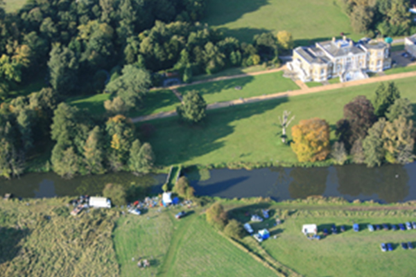 Filming of a period costume drama near Waverley Abbey