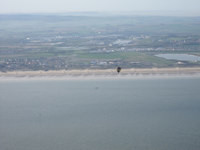 Crossing the French coastline on our balloon flight