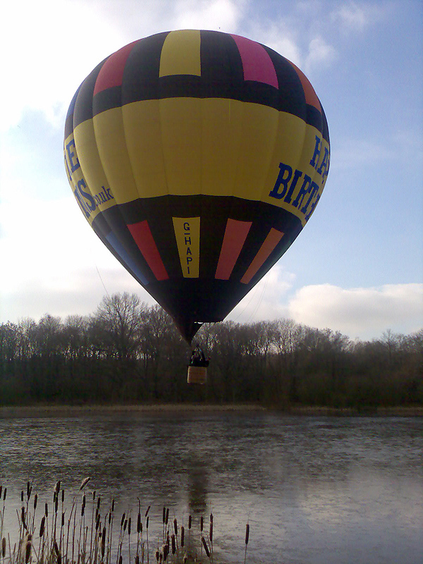 Getting close to the water in our balloon flight