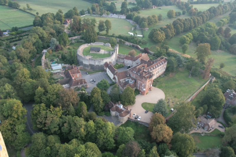 The original Farnham Castle with commanding views towards Guildford and the North Downs is a regular sight on take off from our Farnham Park balloon ride take off location. The development of the site over 800 years shows a pastiche of architectural styles. The modern day sections are a popular meeting and wedding venue. What would the original creators think of that!