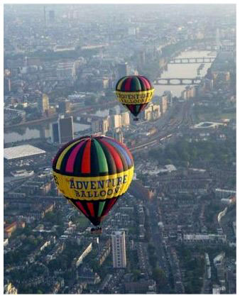 2 Adventure Balloons Floating Over London