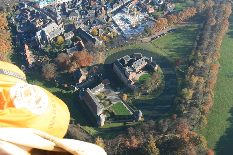 We flew over some great villages and towns near the German border with&nbsp;Holland. You can see the sandbags on the side of the basket.