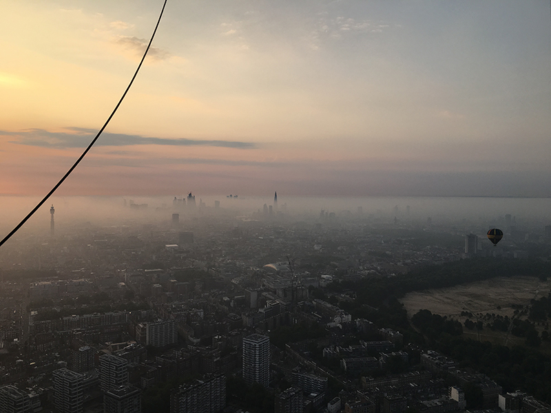 Balloon flight take off from Central London just after dawn as our second balloon takes to the skies.