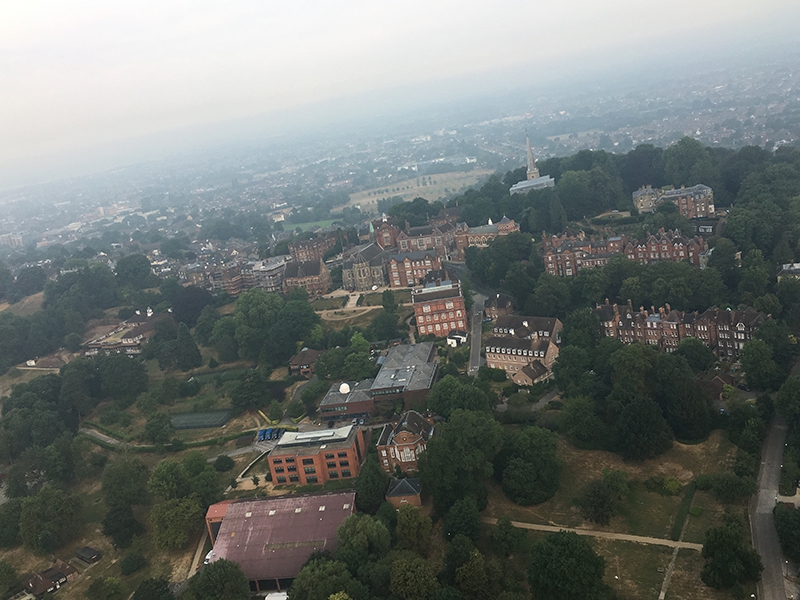 Harrow College aerial view from our hot air balloon
