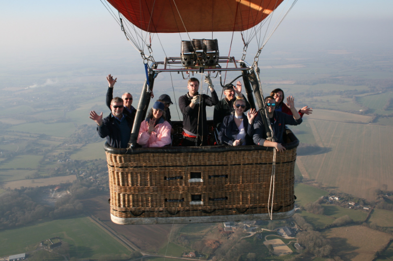 Hot air balloon rides start again for 2019 in Hampshire with Adventure Balloons first flight of the season from West Meon to Alton in lovely sunny February (yes February!) weather.