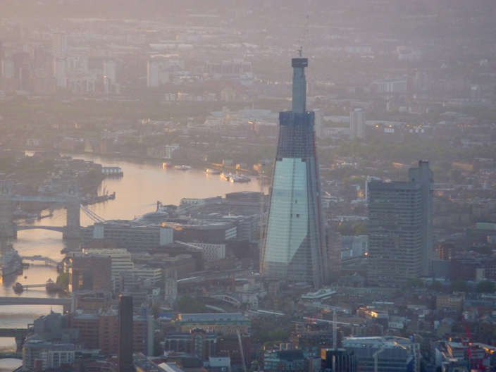 Aerial view of the Shard by the River Thames London