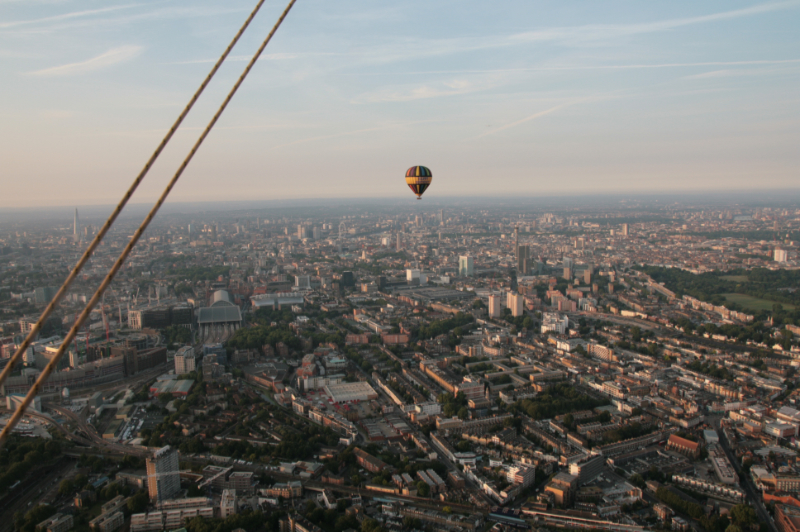 It looks a long way away but the second balloon is only 3 minutes behind as we drift northwards at 10 miles an hour towards Alexandra Palace and Wood Green.