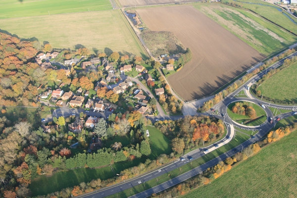 Ballooning over the Bikers pub the Lord Derby in North Warnborough. Hundreds of motorcycles meet there once a month. They also serve good food too during the rest of the month!