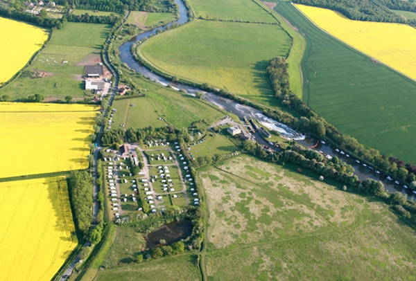 An aerial view of Naburn Lock