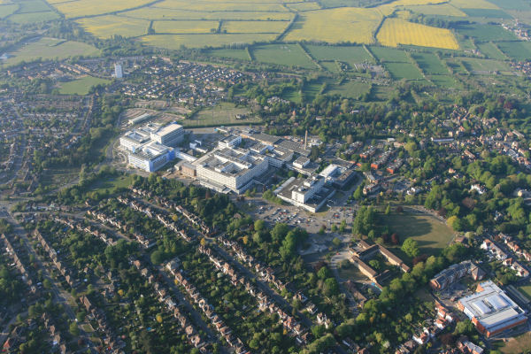 John Radcliffe hospital - Oxford ariel view by hot air balloon
