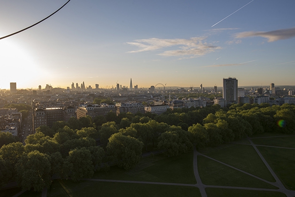 The stunning and ever changing London skyline that greets passengers as we take off on our balloon rides from central London.
