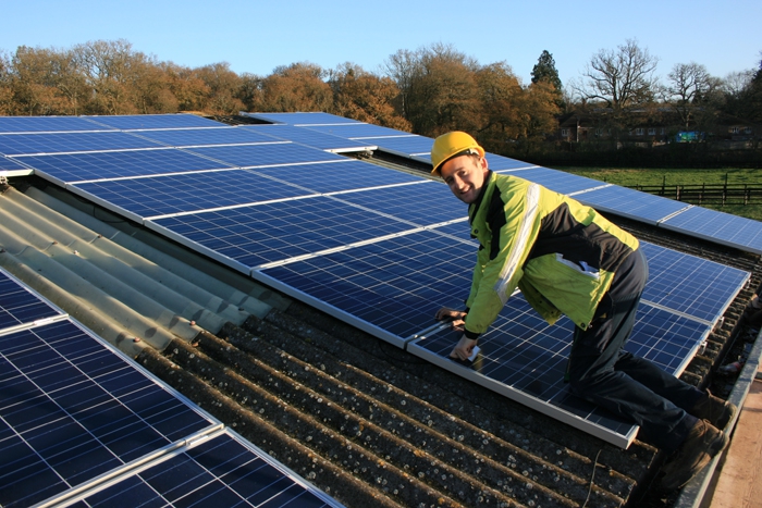 Up go our solar panels on our balloon rides&nbsp;office and balloon store building