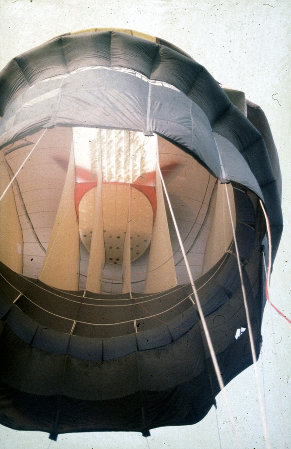 Looking up inside Beethoven's head you can see the baffles of fabric used to maintain the correct shape