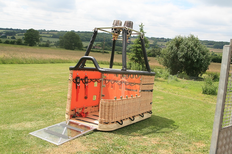 Our wheelchair passenger hot air&nbsp;balloon&nbsp;rides basket with its ramp let down for easy wheelchair access.