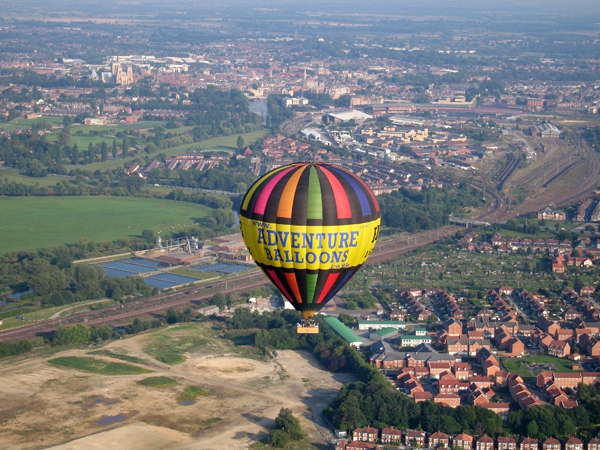 Aerial picture of Balloon flights over York City Centre and the River Ouse taken using Canon EOS550D camera