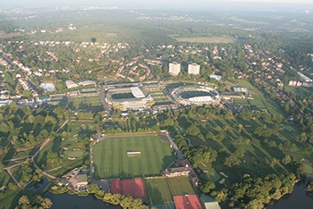 Floating over Wimbledon tennis grounds