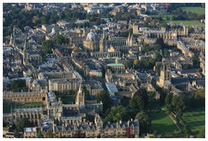 Aerial view of the Bodleian Library Oxford by hot air balloon