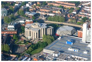 Reading Hexagon aerial view from hot air balloon ride