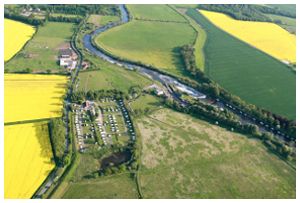 An aerial view of Naburn Lock