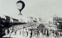 Lunardi takes off from the grounds of the Honourable Artillery Company in East London on the 15 September 1784.