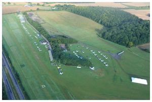 Aerial of Popham Airfield and A303 in South Hampshire