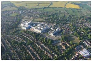 JOHN RADCLIFFE HOSPITAL OXFORD AERIAL VIEW BY HOT AIR BALLOON