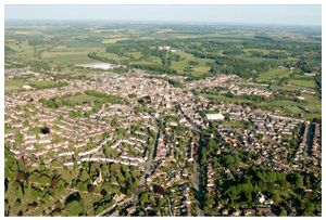 An aerial view of Stamford