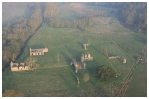 Ballooning in Surrey at dawn over the ruins of waverely abbey